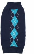 Alemon Blue Argyle Knit Dog Sweater Medium M Size Back Length 13 Inch