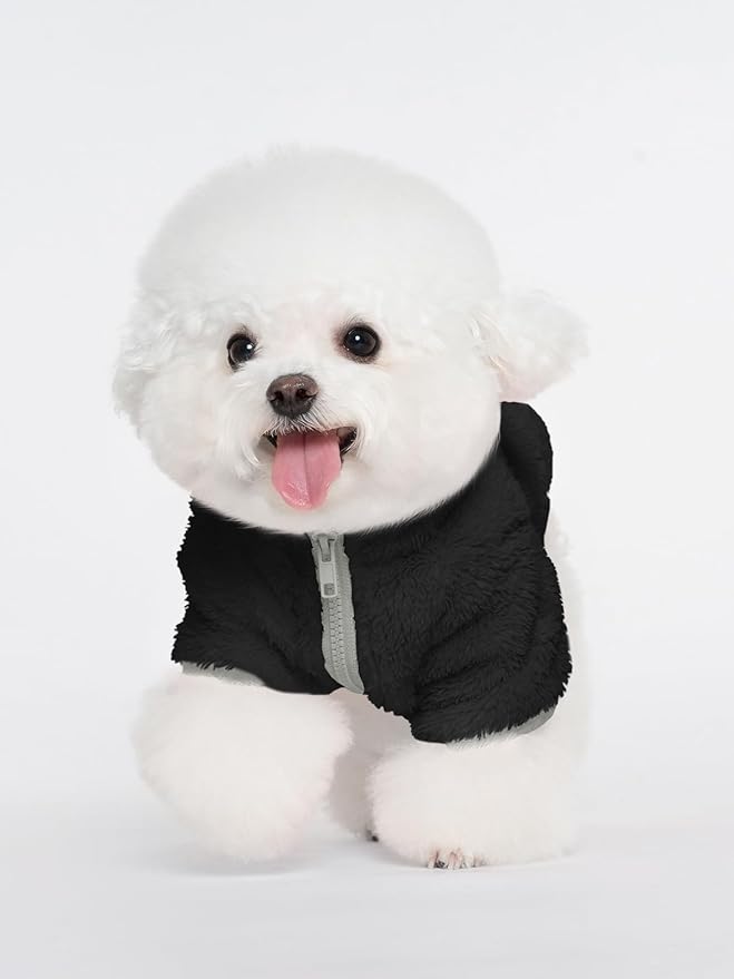 Haloumoning Dogs Fleece Winter Coats Jackets for Small and Medium Dogs Thick Full Zip Sherpa Turtleneck Puppy Jackets
