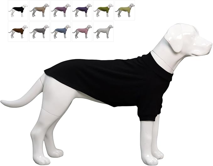 Lovelonglong Ribbed Dog T-Shirt Cotton Knitted Dog Sweaters for All Season Pet T-Shirts for Large Medium Small Dogs Black XL