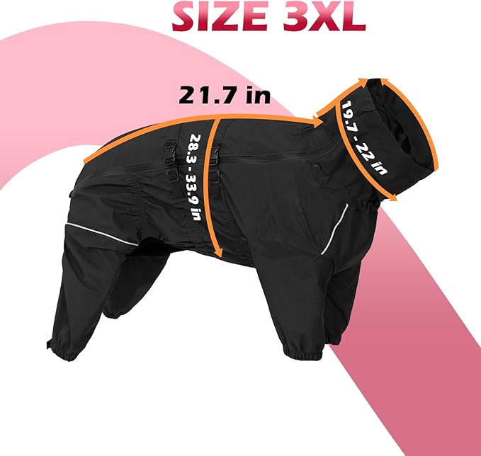 Small Medium Large Dog Raincoat, Waterproof Dogs Rain Jacket, Puppy Side Zipper Reflective Strip Leash Holes Elastic Raincoats