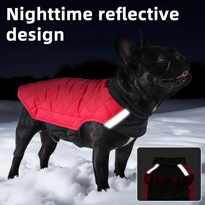 Reversible Waterproof Dog Coat - Adjustable Winter Jacket for Small to Large Breeds, Warm Cold Weather Apparel for Medium Dogs (Pink & Khaki, X-Large (Pack of 1))