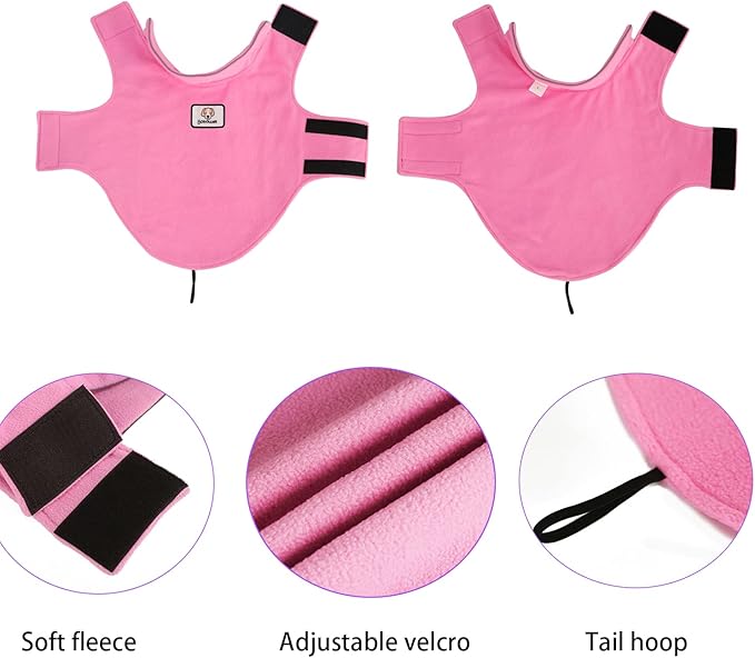 Fleece Dog Coat Winter Pet Jacket Reflective for Cold Weather for Large Medium Small Dogs(Pink,L)
