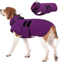 IECOii Winter Dog Coats for Large Dogs, Dog Snow Jacket with Built in Collar & Reflective Strips, Warm Windproof Fleece Dogs Jacket for Cold Weather, Adjustable Easy On Pet Snowsuit, Purple - XL