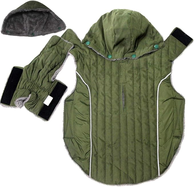 Fleece Dog Hoodie for Large Dogs Super Warm Doggie Jacket for Cold Winter Dog Coats,Green XXXL
