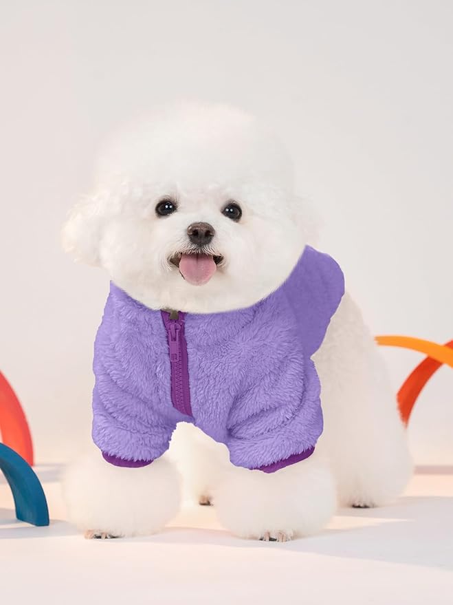 Haloumoning Dogs Fleece Winter Coats Jackets for Small and Medium Dogs Thick Full Zip Sherpa Turtleneck Puppy Jackets