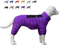 lovelonglong Dog Coat Dog Warm Jacket, 4 Legs Covered Waterproof Windproof Reflective Warm Dog Vest, Zippered Adjustable Outdoor Dog Snow Jacket for Small Medium Large Dogs Purple XXXL