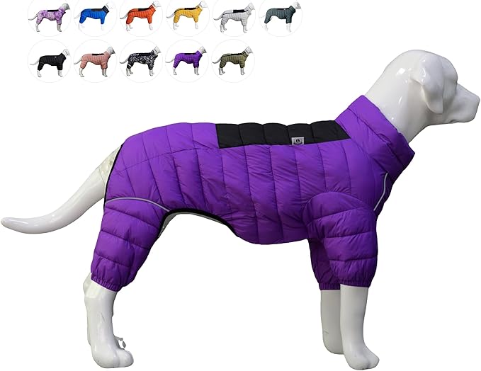 Warm Dog Coat, Waterproof Windproof Reflective Jacket - Zippered, Adjustable Outdoor Snow Jacket for Small to Large Dogs - Purple XL