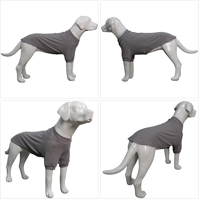 Lovelonglong Ribbed Dog T-Shirt Cotton Knitted Dog Sweaters for All Season Pet T-Shirts for Large Medium Small Dogs Dark Gray XL