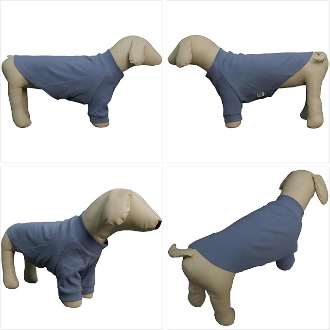 Lovelonglong Ribbed Dog T-Shirt Cotton Knitted Dog Sweaters for All Season Pet T-Shirts for Large Medium Small Dogs Grayish Blue M
