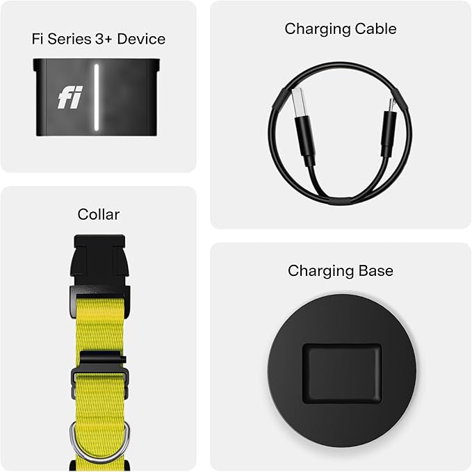 New Fi Series 3+ Smart Dog Tracker Collar – AI GPS for Dogs, Health & Behavior Monitor, Virtual Fence, Escape Alerts, Waterproof, Apple Watch Compatible 12Mo Membership Included