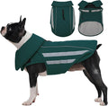 IECOii Large Dog Coat - Waterproof & Windproof Snow Jacket for French Bulldog & Corgi, Adjustable & Reflective Warm Coats with Fleece Lining for Walking, Camping, Hiking, Green, Sizes L