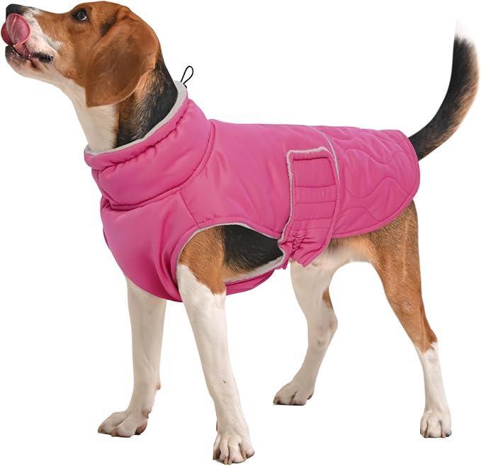 FUAMEY Winter Warm Fleece Turtleneck Jacket, Thick Waterproof Windproof Cold Weather Coats, Snowsuit Vest for Small Medium Large Dogs