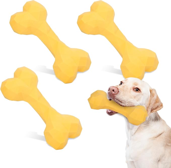 3 Pack Tough Dog Chew Toys for Medium and Large Breeds Cute Sturdy Dog Toys for Aggressive Chewers Bones Toy for Super Chewers Long Lasting Teeth Cleaning