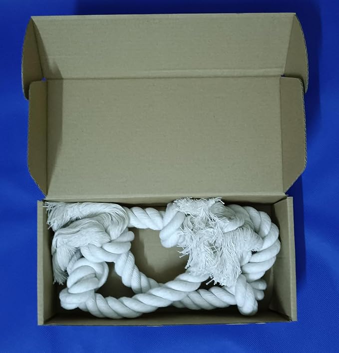 35" Dog Tug Toy – Strong 5-Knot White Cotton Rope for Active Chewers, Washable & Safe, Great for Indoor & Outdoor Play, Dental Cleaning, Medium & Large Dogs (22–88 lbs)