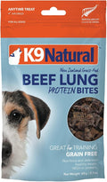 K9 Natural, Freeze-Dried Single Ingredient Dog Treats, High-Value, Low-Calorie Protein Bites for Active Dogs, Healthy Dog Training Treats, Grain-Free Reward, Beef Lung, 2.1oz (Pack of 2)