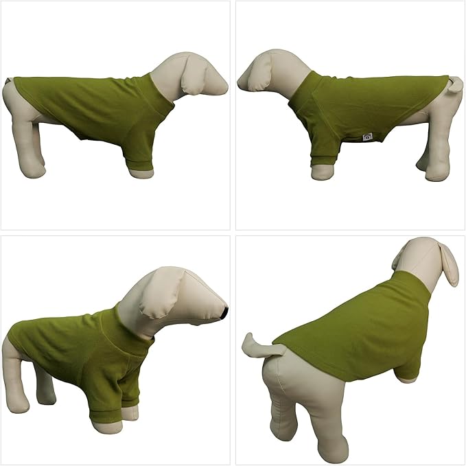 Lovelonglong Ribbed Dog T-Shirt Cotton Knitted Dog Sweaters for All Season Pet T-Shirts for Large Medium Small Dogs Olive Green 2XL