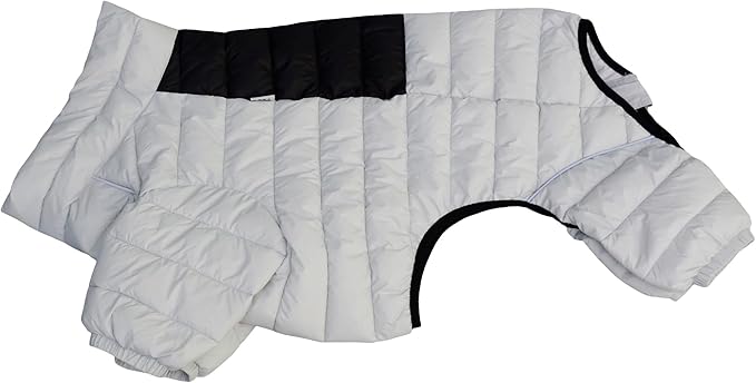 Warm Dog Jacket, 4-Legs Covered Waterproof Windproof Reflective Vest, Zippered Adjustable Outdoor Snow Jacket for Small to XXXL Dogs, Off White