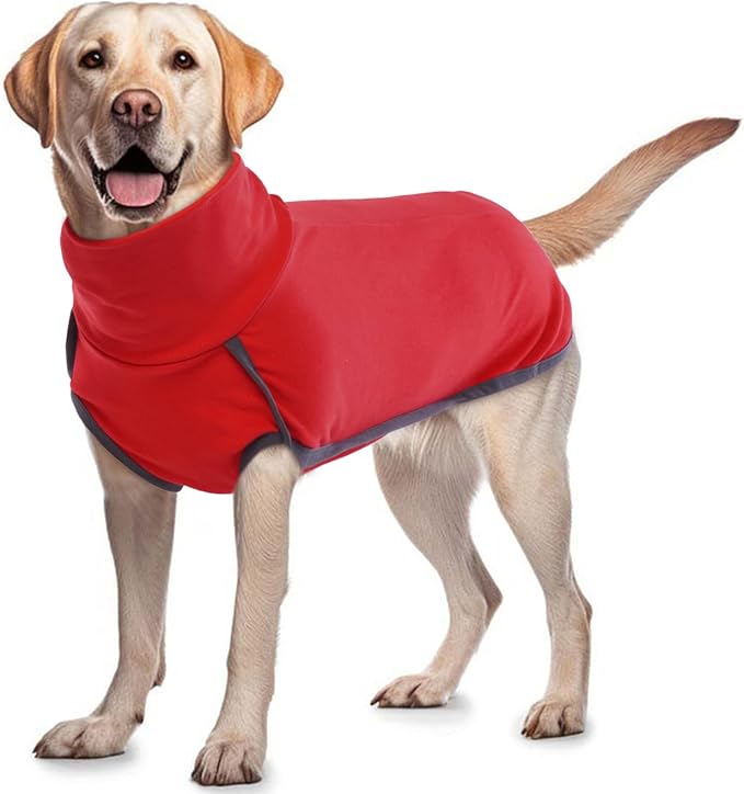 ROZKITCH Dog Winter Coat Soft Pullover Pajamas, Pet Windproof Warm Cold Weather Jacket Vest Cozy Jumpsuit Apparel Outfit Clothes for for Chritmas Walking Sleep BrightRed M
