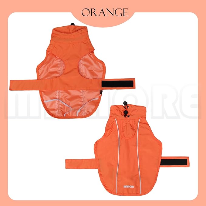 Waterproof Dog Raincoat with Reflective Strip, Adjustable Breathable Rain Coat Jacket with Leash Hole for Dogs (Orange, Small)