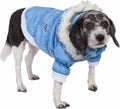 PET LIFE Classic Metallic Fashion Pet Dog Coat Jacket Parka w/ 3M Insulation and Removable Hood, Medium, Sky Blue