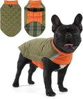 Reversible Waterproof Dog Coat - Adjustable Winter Jacket for Small to Large Breeds, Warm Cold Weather Apparel for Medium Dogs (Army Green & Orange, Large (Pack of 1))