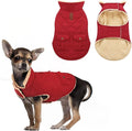 ASENKU Warm Dog Winter Coat, Waterproof Dog Coat for Cold Weather, Fleece Dogs Jacket with Ultra Thick Plush Lining Leash Hole Storage Pockets for Medium Dogs (Red, Medium)