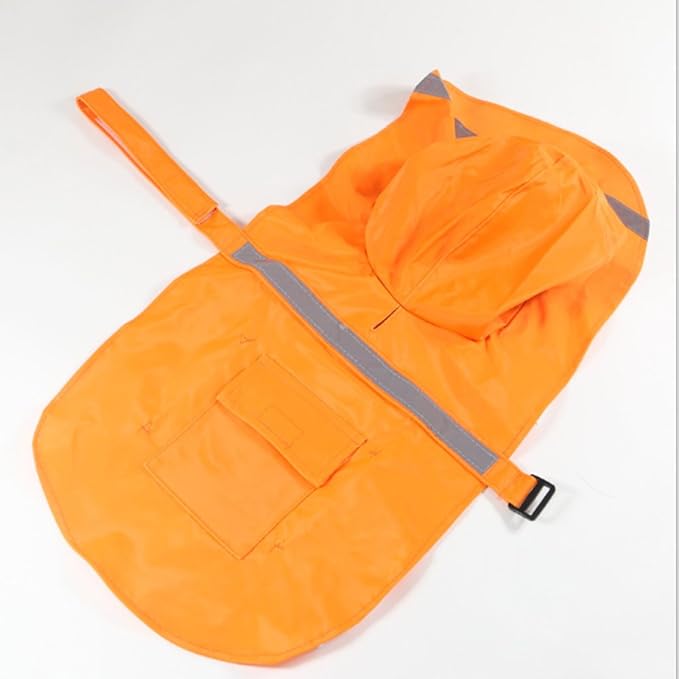 NACOCO Large Dog Raincoat Adjustable Pet Water Proof Clothes Lightweight Rain Jacket Poncho Hoodies with Strip Reflective (XL, Orange)