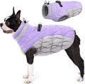 AOFITEE Dog Coat, Warm Dog Jacket, Reflective Winter Coats for Medium Dogs, Turtleneck Dogs Winter Jacket with Harness Built in, Waterproof Windproof Pet Fleece Vest Puffer Jacket, Lilac M