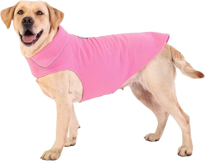 Fleece Dog Coat Winter Pet Jacket Reflective for Cold Weather for Large Medium Small Dogs(Pink,S)