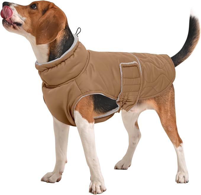 FUAMEY Winter Warm Dog Coat, Fleece Turtleneck Jacket, Thick Waterproof Windproof Cold Weather Coats, Snowsuit Vest for Small to Large Dogs