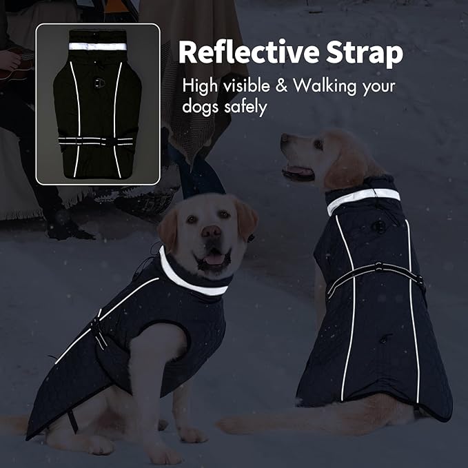 Dog Winter Coat for Small Medium Dogs, Reflective Dog Winter Jacket, Thick Fleece Snowsuit & Christmas Vest, Warm Water-Resistant Puppy Coat, Small Doggie Jackets for Cold Weather