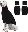 ROZKITCH Dog Shirt with Hoodie Dog Ears Cover 2 in 1, Soft Lightweight Dog Striped T Shirt Pullover Dog Tank with Detachable Ear Wrap, Dog Hoodie Tshirt Dog Boy Girl, Stretchy Sweater Black XL