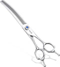 ULG Dog Grooming Scissors 40-Tooth 7.5” Curved Thinning Scissors Seamless 15%-20% Thinning Rate 440C Japanese Stainless Steel Tension Adjustable Left & Right Handed Pet Grooming Shears