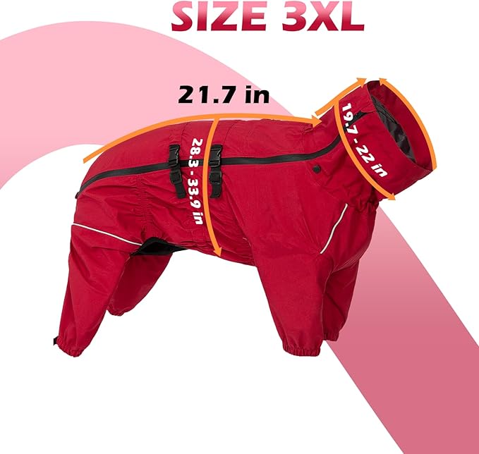 Small Medium Large Dog Raincoat, Waterproof Dogs Rain Jacket, Puppy Side Zipper Reflective Strip Leash Holes Elastic Raincoats