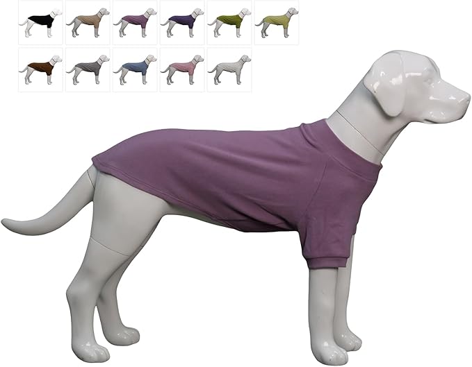 Lovelonglong Ribbed Dog T-Shirt Cotton Knitted Dog Sweaters for All Season Pet T-Shirts for Large Medium Small Dogs Taro Purple M