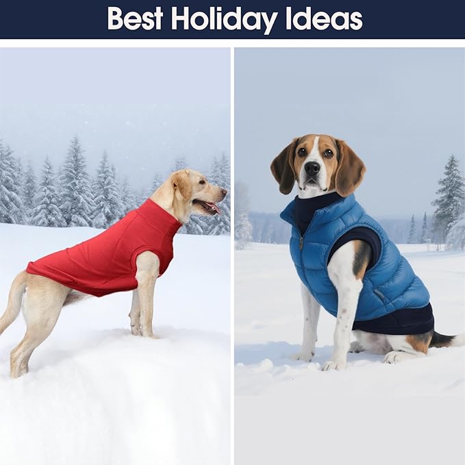 IECOii 2 Pack 3XL Dog Sweater - Fleece Pullover Vest for Large Breeds, Warm Stretchy Fall Winter Coat with Leash Hole, Labrador Retriever, ‌American Bulldog(Size XXXL, Rose Red & Dusty Pink)