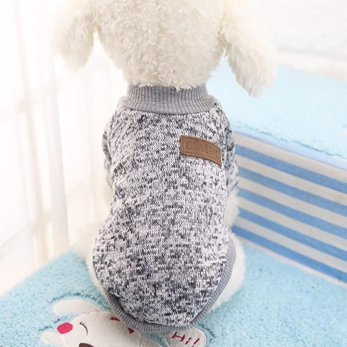 Idepet Pet Dog Classic Sweater Sweatshirt, Soft Fleece Coat for Small,Medium Dog,Warm Pet Dog Cat Clothes,Soft Puppy Customes 2 Color (S, Grey)