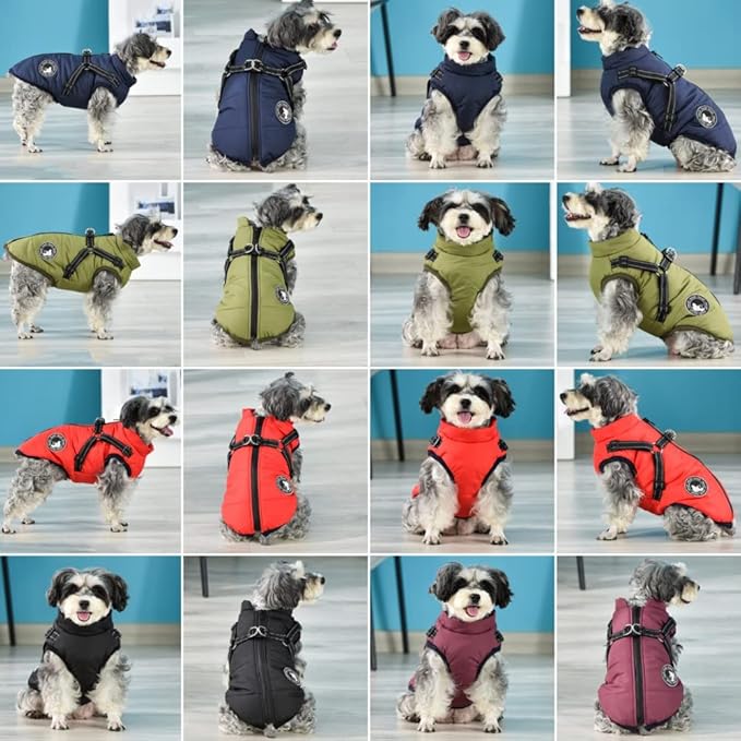 Gyuzh Dog Coat with Harness Puppy Coats Small Dog Harness Jacket Winter Waterproof Jackets for Smal Medium Large Dogs