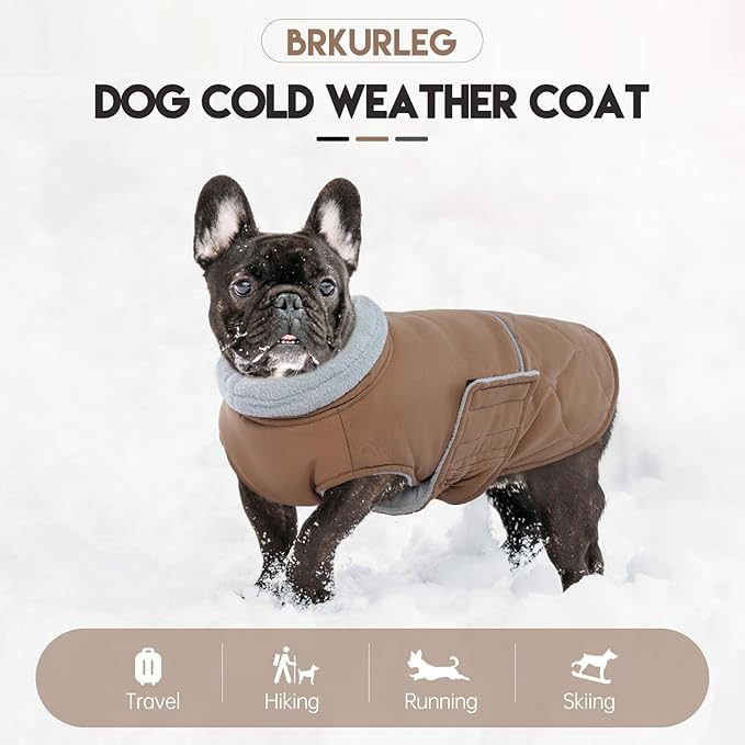 BRKURLEG Dog Winter Coat, Warm Dog Jackets for Small and Medium Large Dogs, Reflective Adjustable Pet Cold Weather Coats, Waterproof Windproof Dogs Snow Jacket Clothes Warm Vest (XXXL, Khaki)