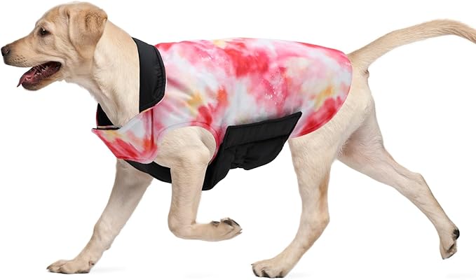 GMF Winter Dog Jacket Reversible Vest - Waterproof, Windproof, Thick Soft Coat with Leash Hole for Small to Large Dogs
