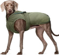 Kuoser Canvas Dog Coat, Warm Dog Jacket Reflective Fleece Pet Cold Weather Coat, Warm Doggie Clothes Waterproof Winter Vest with Zipper Leash Hole for Small Medium Large Dogs, Army Green 2XL
