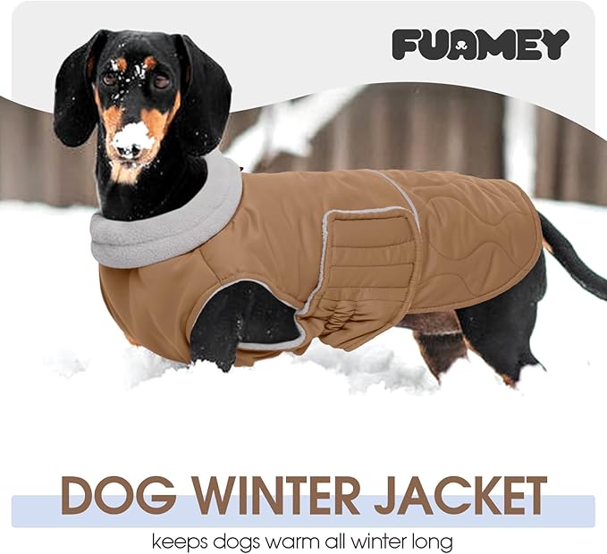 FUAMEY Winter Warm Coat, Fleece Turtleneck Jacket, Thick Waterproof Windproof Cold Weather Coats, Snowsuit Vest for Small Medium Large Dogs Pet Clothes