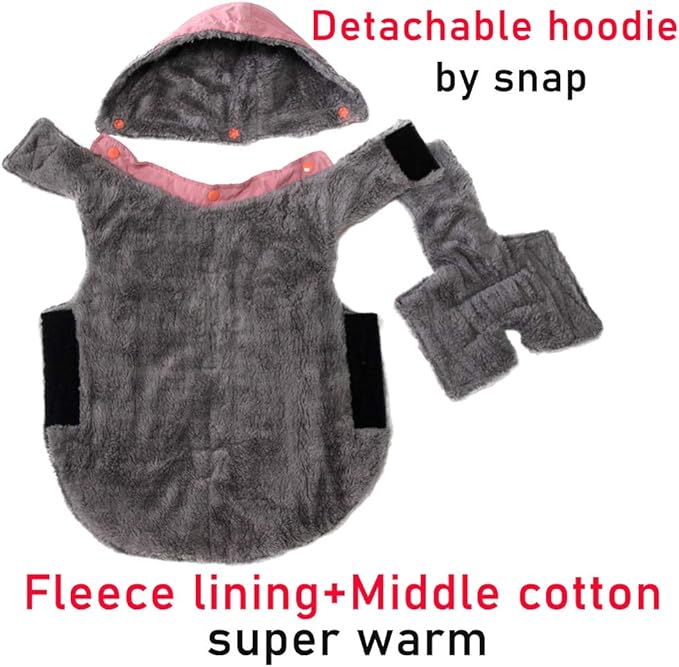 Fleece Dog Hoodie for Large Dogs Super Warm Doggie Jacket for Cold Winter Dog Coats,Pink XL