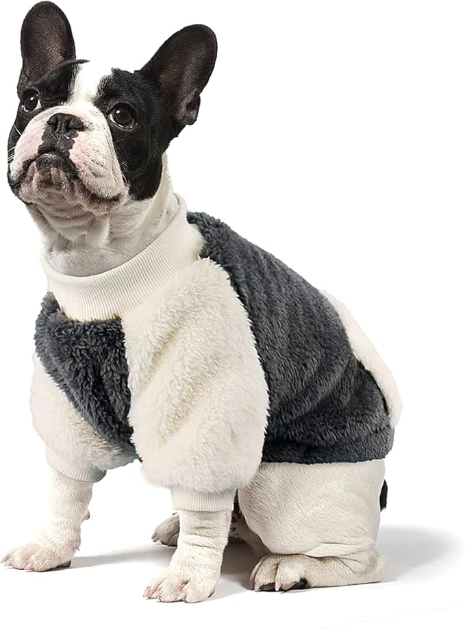 LESYPET Dog Sweater for Small to Medium Dogs, Fleece Lining Puppy Sweatshirt in Winter, Warm Puppy Clothes Pullover Jumper, Grey XX-Large