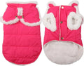 Shawl Design Fleece Lined Warm Dog Jacket for Puppy Winter Cold Weather,Soft Windproof Small Dog Coat,Pink S
