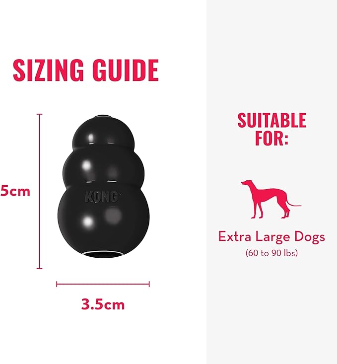 KONG Extreme Dog Toy - Fetch & Chew Toy - Treat-Filling Capabilities & Erratic Bounce for Extended Play Time Most Durable Natural Rubber Material - for Power Chewers - for X-Large Dogs (Pack of 2)