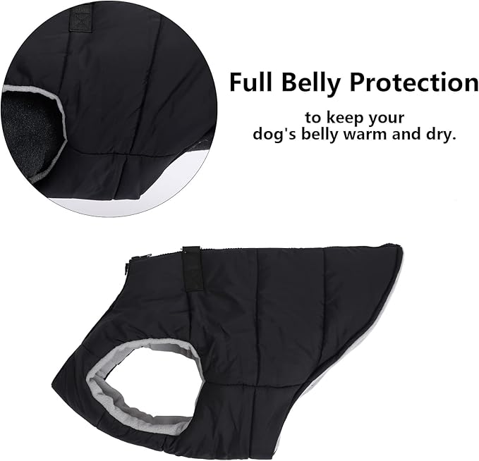 Geyecete Dog Bulldog Clothes Dog Cotton Padded Coat Thick Winter Warm Vest Waistcoat Cold Weather Jacket Clothing for French Bulldog Coat-Black-XL