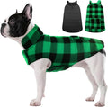 ASENKU Dog Winter Coat, Fleece Doggie Jacket Plaid Reversible Vest Waterproof Windproof Cold Weather Clothes for Small Medium Large Dogs (M, Green)