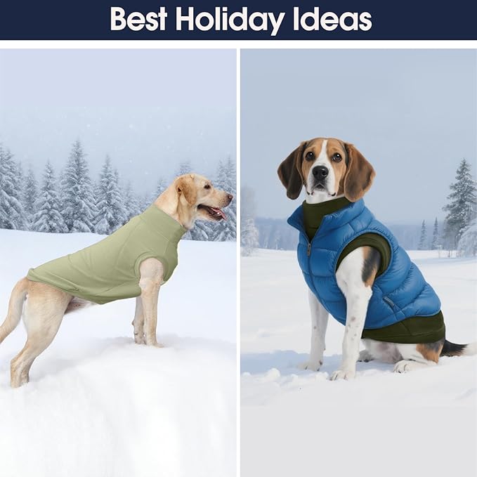 IECOii 2 Pack Dog Fleece Sweaters Vest Boy Girl - Warm & Stretchy & Soft Dogs Fleece Sweaters for Walking, Hiking, Running, Camping, Hunting in Fall & Winter (Size XL,Dark Purple & Light Purple)