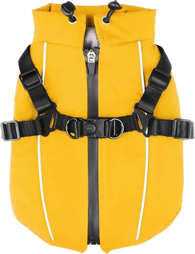 Dog Winter Coat Reflective Water-Resistant Jacket, Fleece Lined Windproof Puppy Coat with Back Zipper & D-Ring, Cold Weather Dog Coats for Small Medium Large Dogs (XXL, Orange)